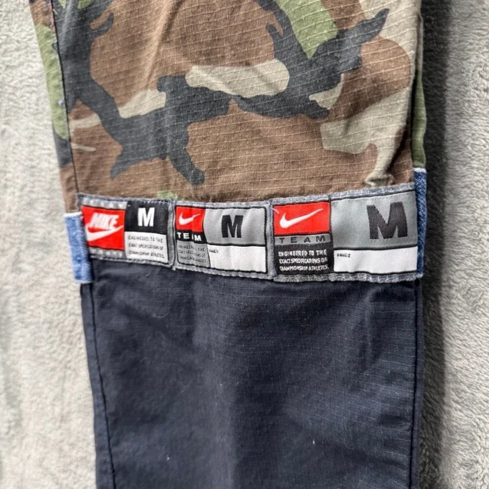 Nike SB Patchwork Ripstop Cargo Pants Camo Denim Navy Skateboarding Mens 30-32 - Picture 10 of 14